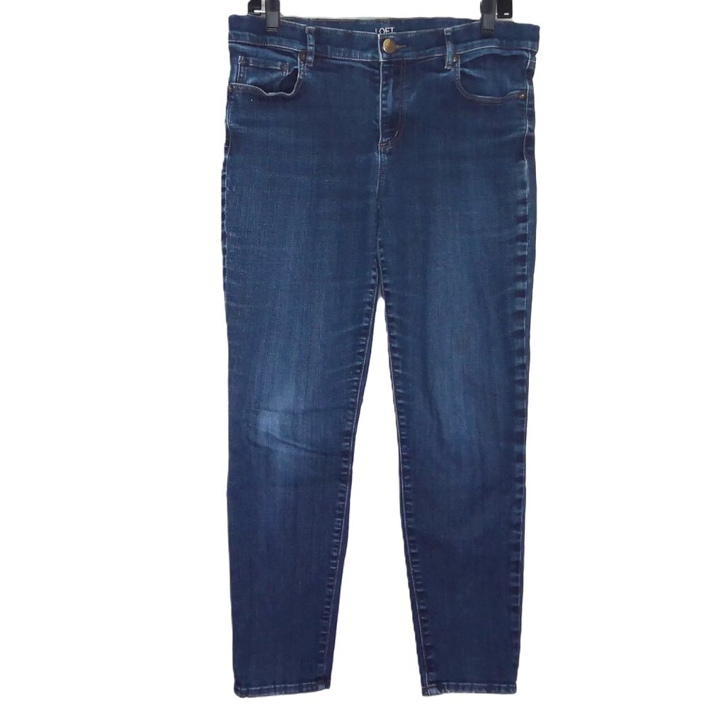 LOFT Outlet Modern Skinny Ankle Blue Jeans Stretch Denim Dark Wash Mid-Rise Sz 8